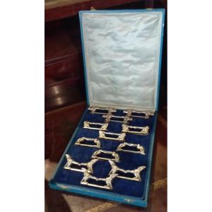 Porte-couteaux métal argenté dans leur écrin