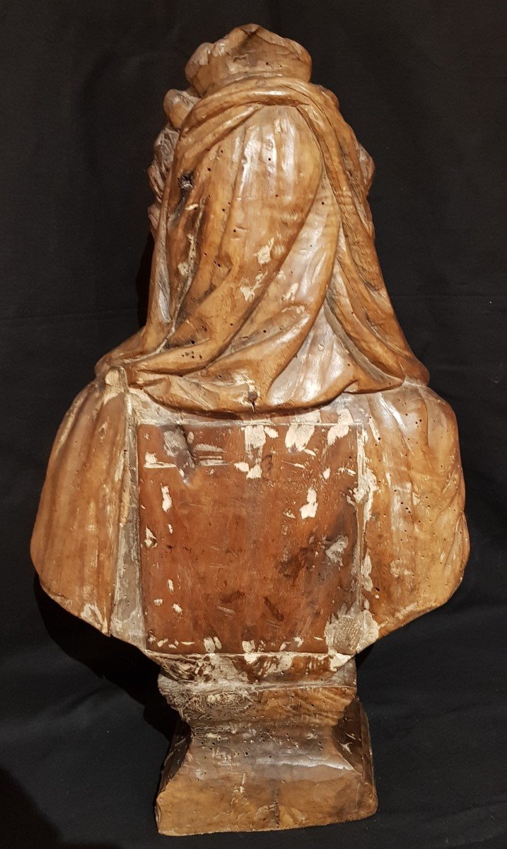 Proantic: Reliquary Bust Of A Woman In Carved Walnut. Italy Late 16th