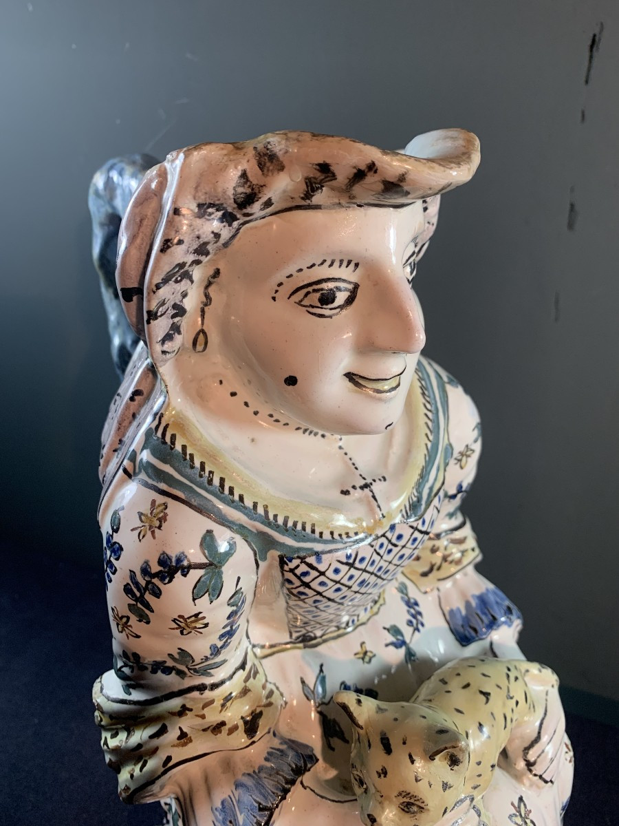 Large Pitcher Called "jacqueline" In Earthenware From The North Of France, 18th Century Period.-photo-4