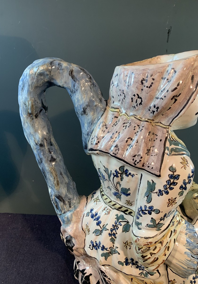 Large Pitcher Called "jacqueline" In Earthenware From The North Of France, 18th Century Period.-photo-4