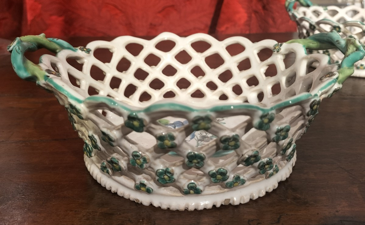 Two Earthenware Baskets From Sceaux, 18th Century-photo-3