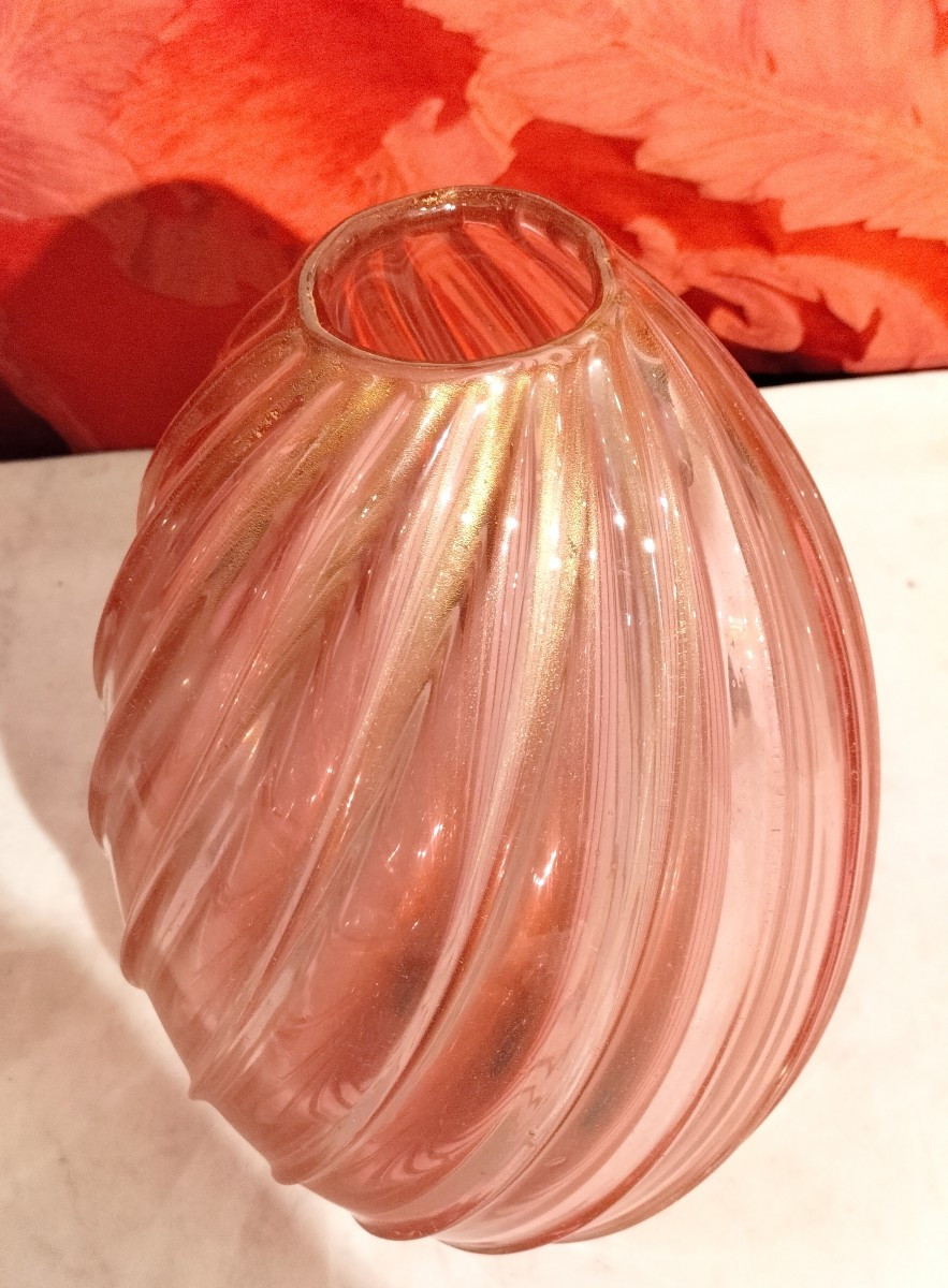 Vase en verre rose de Murano -photo-2