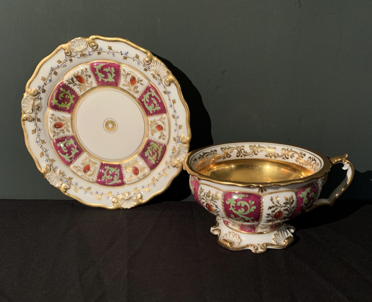 Porcelain Chocolate Cup Signed Jacob Petit Paris Circa 1830.-photo-2