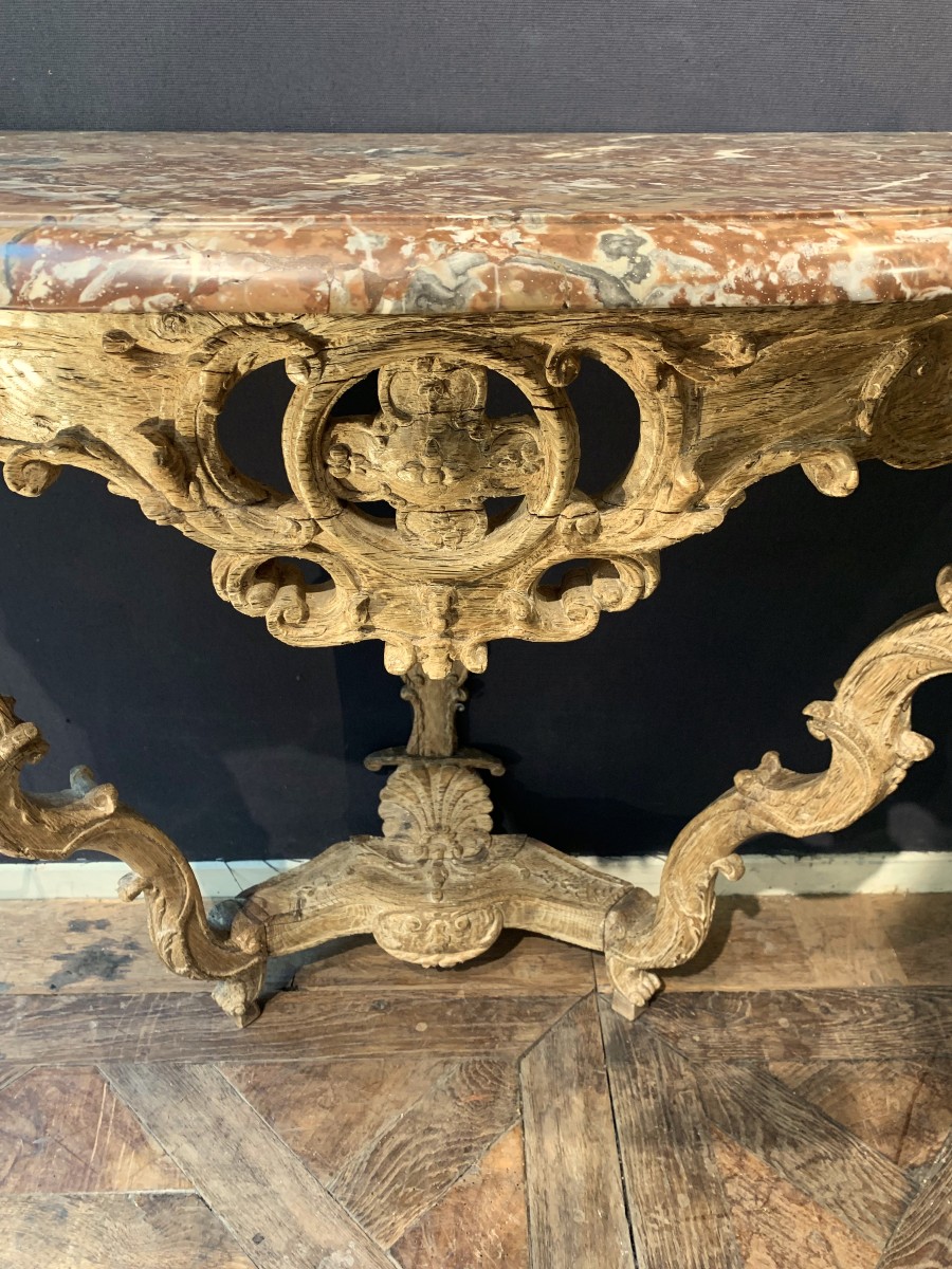 Regency Wall Console In Carved Oak - Paris Or Ile De France. 18th Century Period.-photo-3