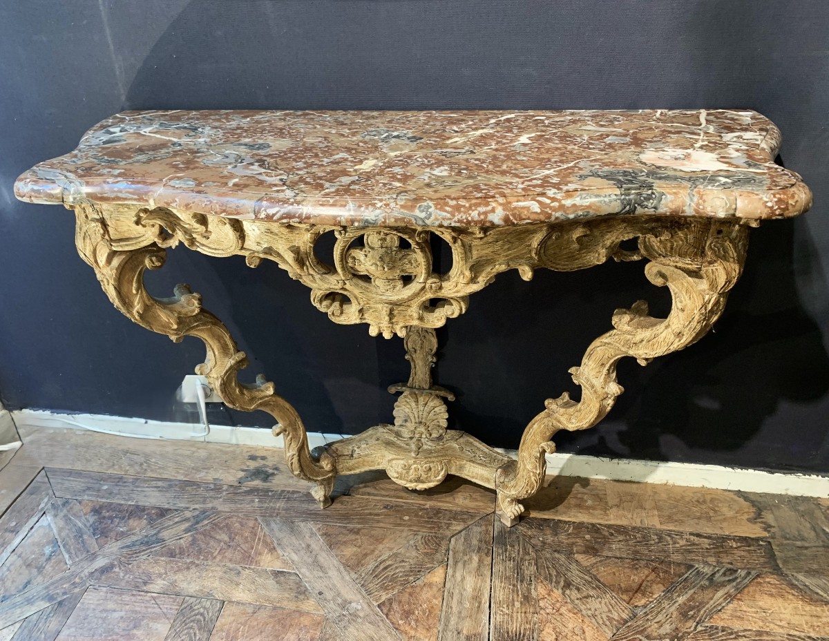 Regency Wall Console In Carved Oak - Paris Or Ile De France. 18th Century Period.-photo-1