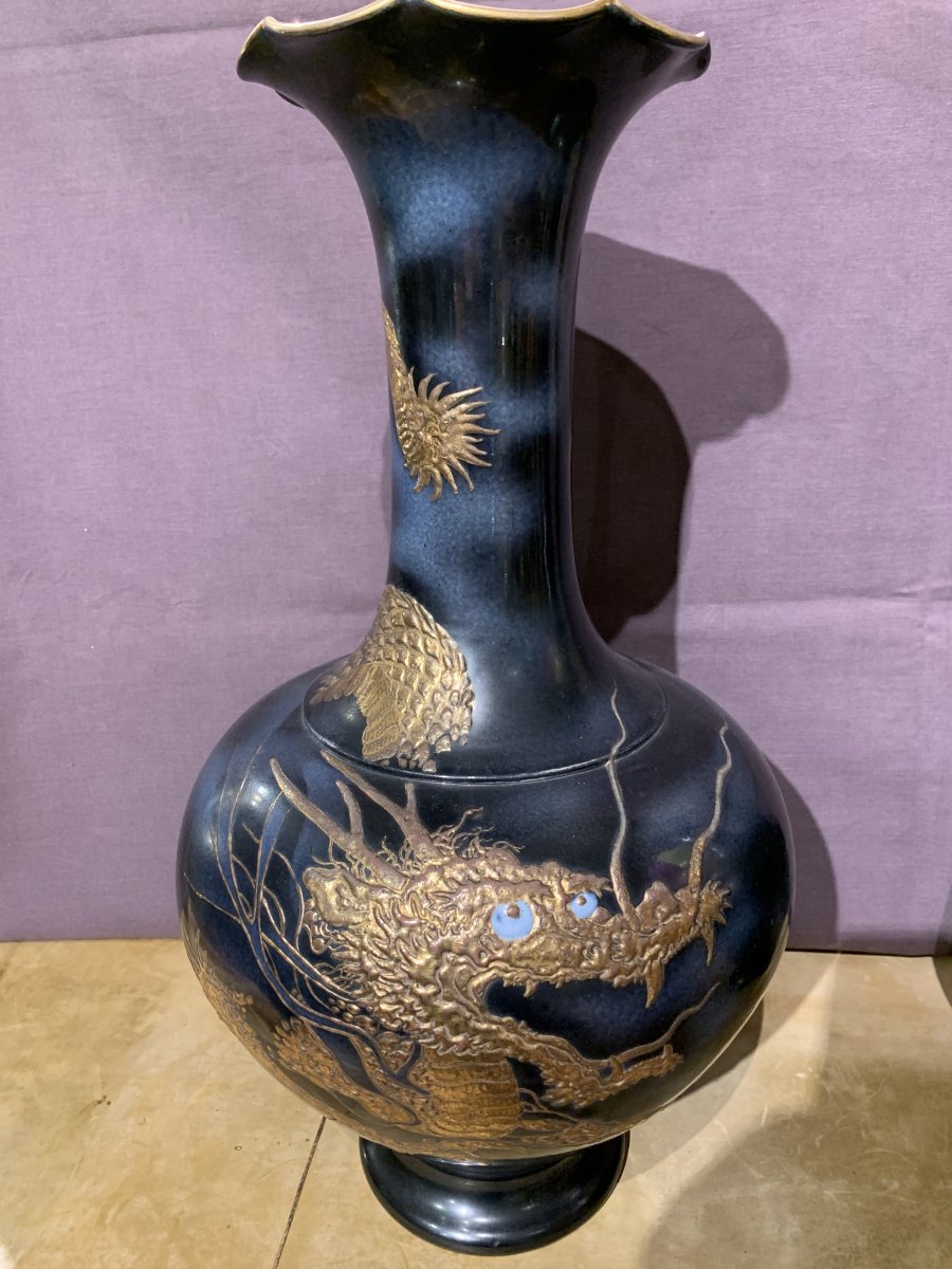 Paire De Grands Vases Du Japon. XIXe -photo-1