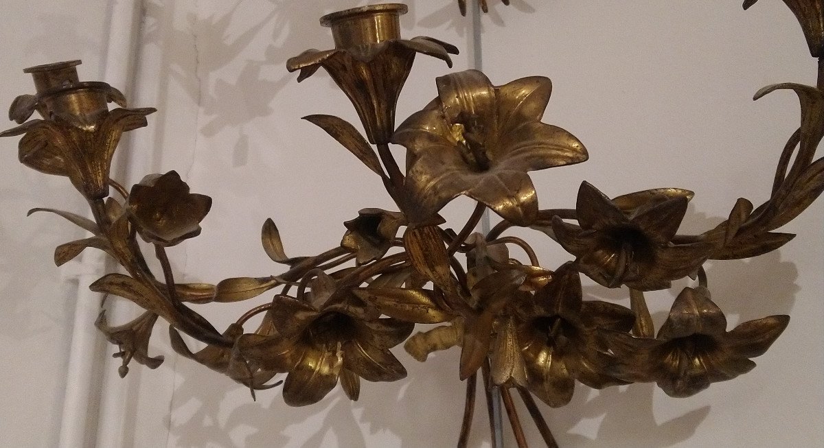 Pair Of Bronze Sconces, Nineteenth Time-photo-3