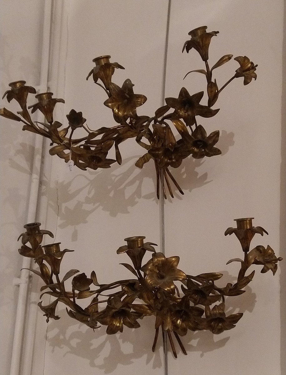 Pair Of Bronze Sconces, Nineteenth Time