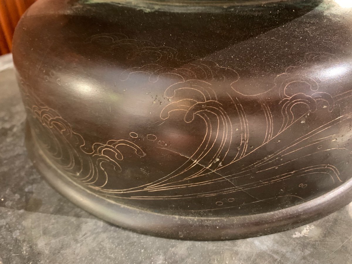 Large Vase En Bronze Du Japon. XIXe -photo-2