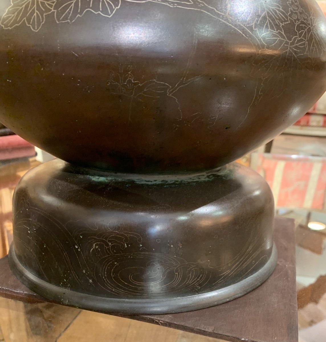 Large Vase En Bronze Du Japon. XIXe -photo-4