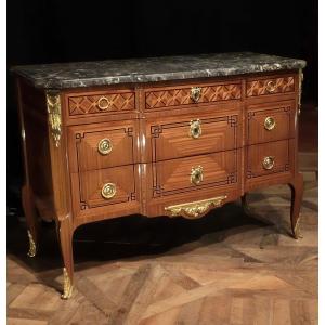 Commode Transition Estampillée Dautriche. Epoque XVIIIème Siècle.