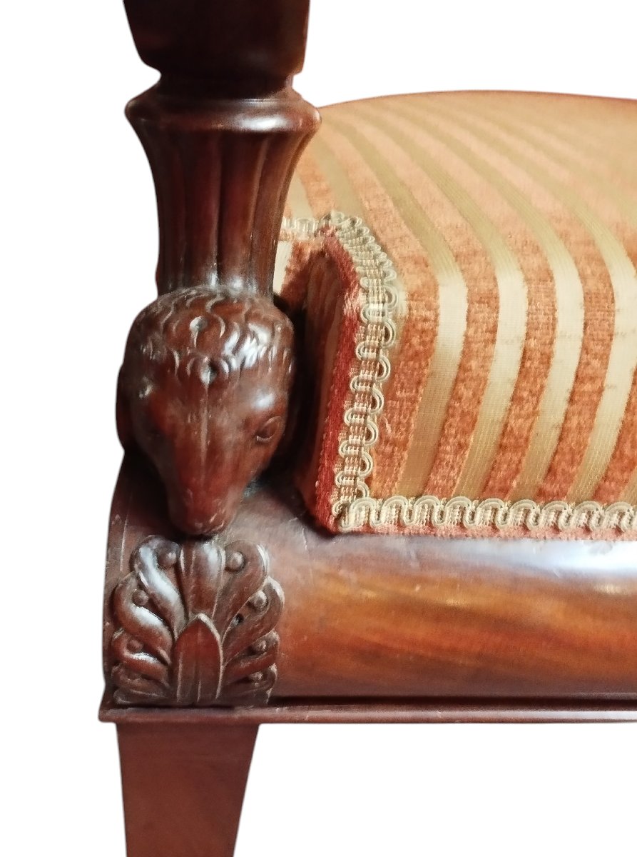 Pair Of Mahogany Ram's Head Armchairs-photo-3