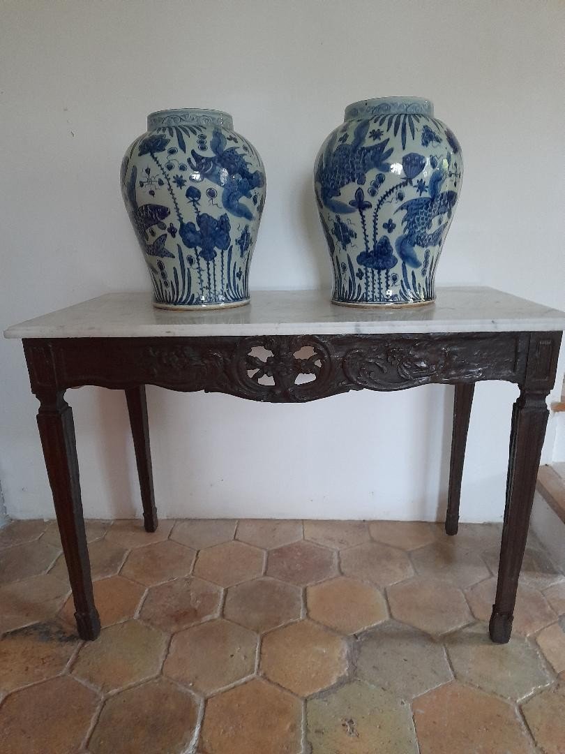 Console en noyer XIX è