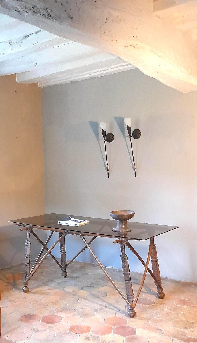 Wooden Console With Glass Top