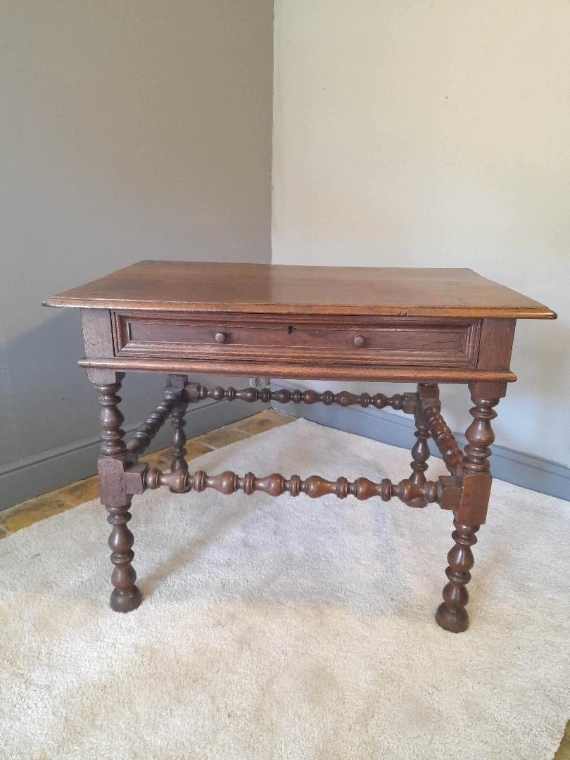 Oak Table With Turned Legs, 17th Century