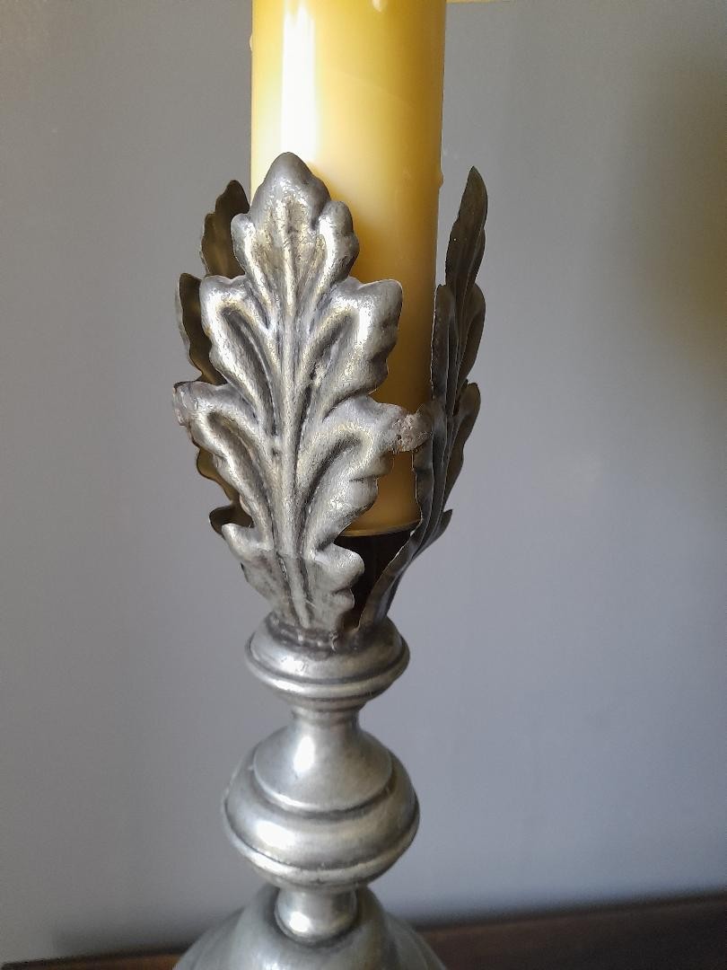 Pair Of Large 19th Century Pewter Lamps-photo-4