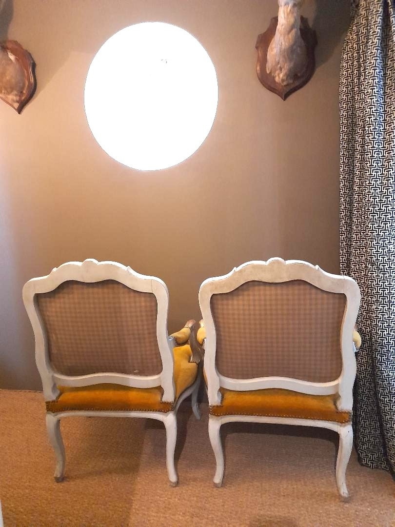 Pair Of Louis XV Style Flat-backed Armchairs-photo-4