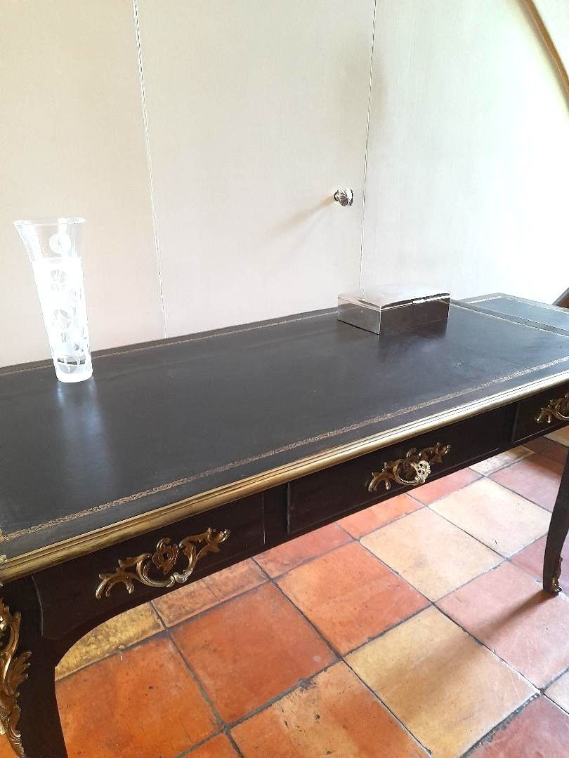 Louis XV Style Bureau Plat In Blackened Pear Wood-photo-4