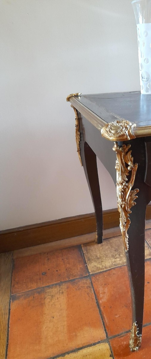 Louis XV Style Bureau Plat In Blackened Pear Wood-photo-3