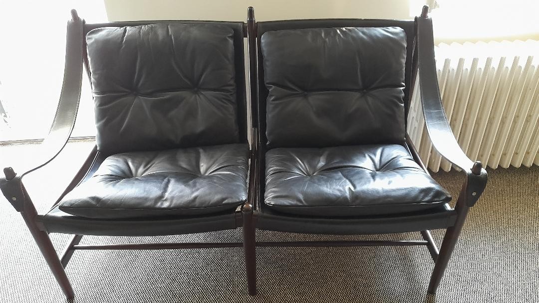 Black Leather Two-seater Sofa, 
