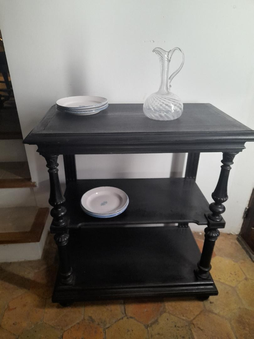 Desserte en bois noirci-photo-2