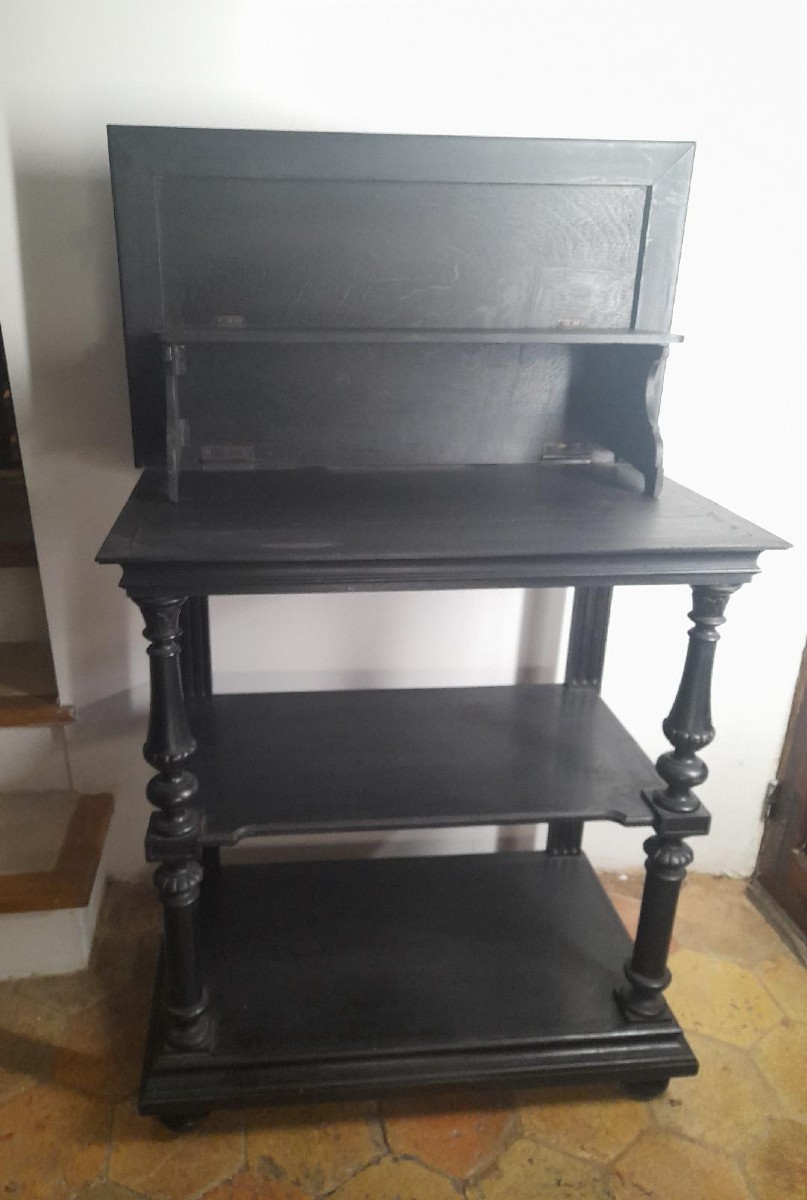 Desserte en bois noirci-photo-3