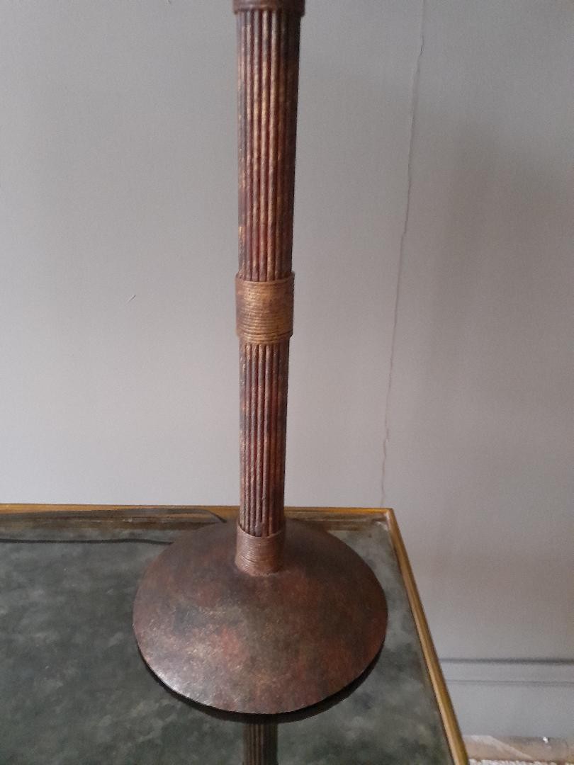 Paire de lampes en métal patiné-photo-3