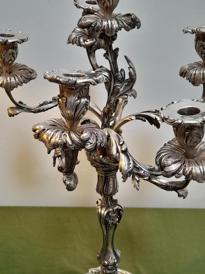 Large Rococo Silvered Bronze Chandelier-photo-1