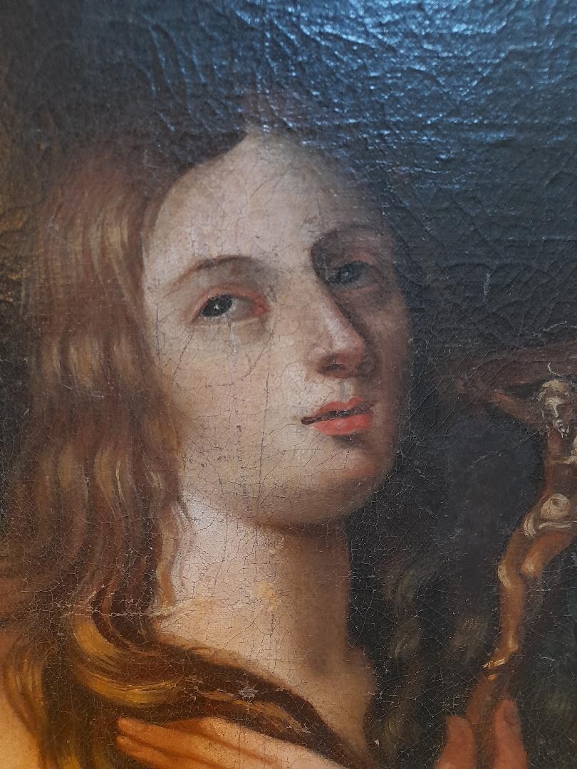 Painting Depicting Mary Magdalene, Oil On Canvas, 18th Century-photo-2