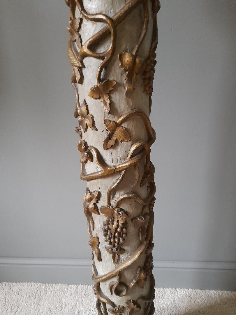 Pair Of Painted Wooden Pedestal Columns, Late 18th/early 19th Century-photo-4