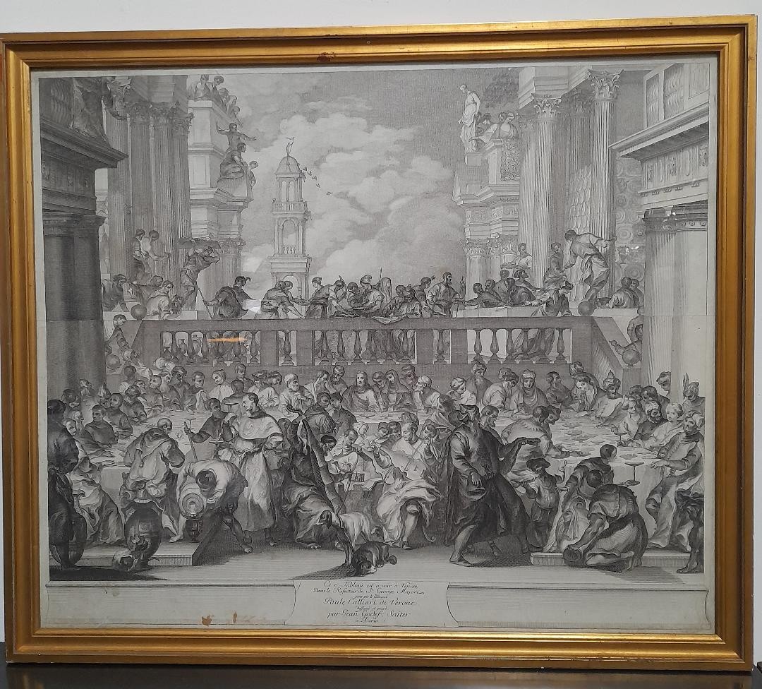 Gravure en noir et blanc " les noces de Cana "