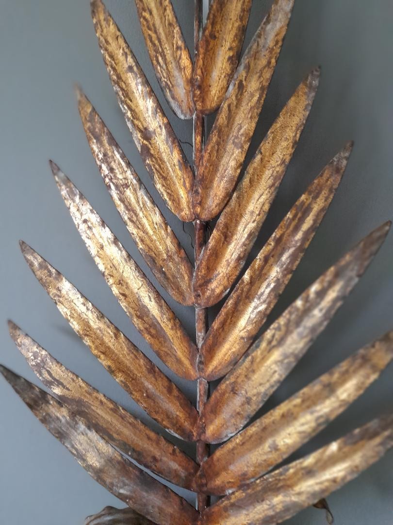 Gold Wrought Iron Leaf Wall Sconce-photo-2