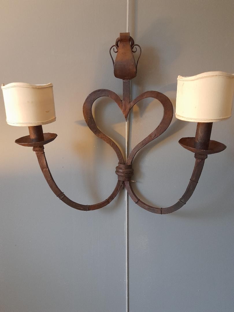 Paire d'appliques en fer forgé -photo-2