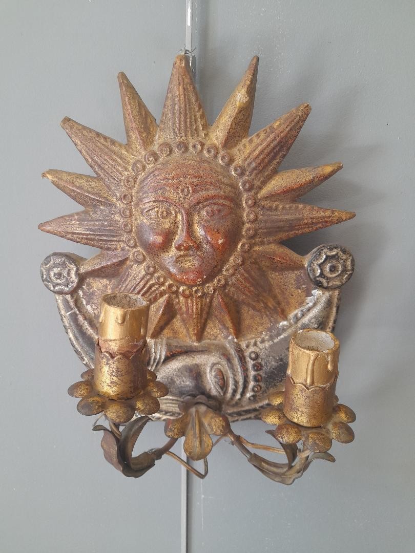 Trois appliques en bois doré -photo-2