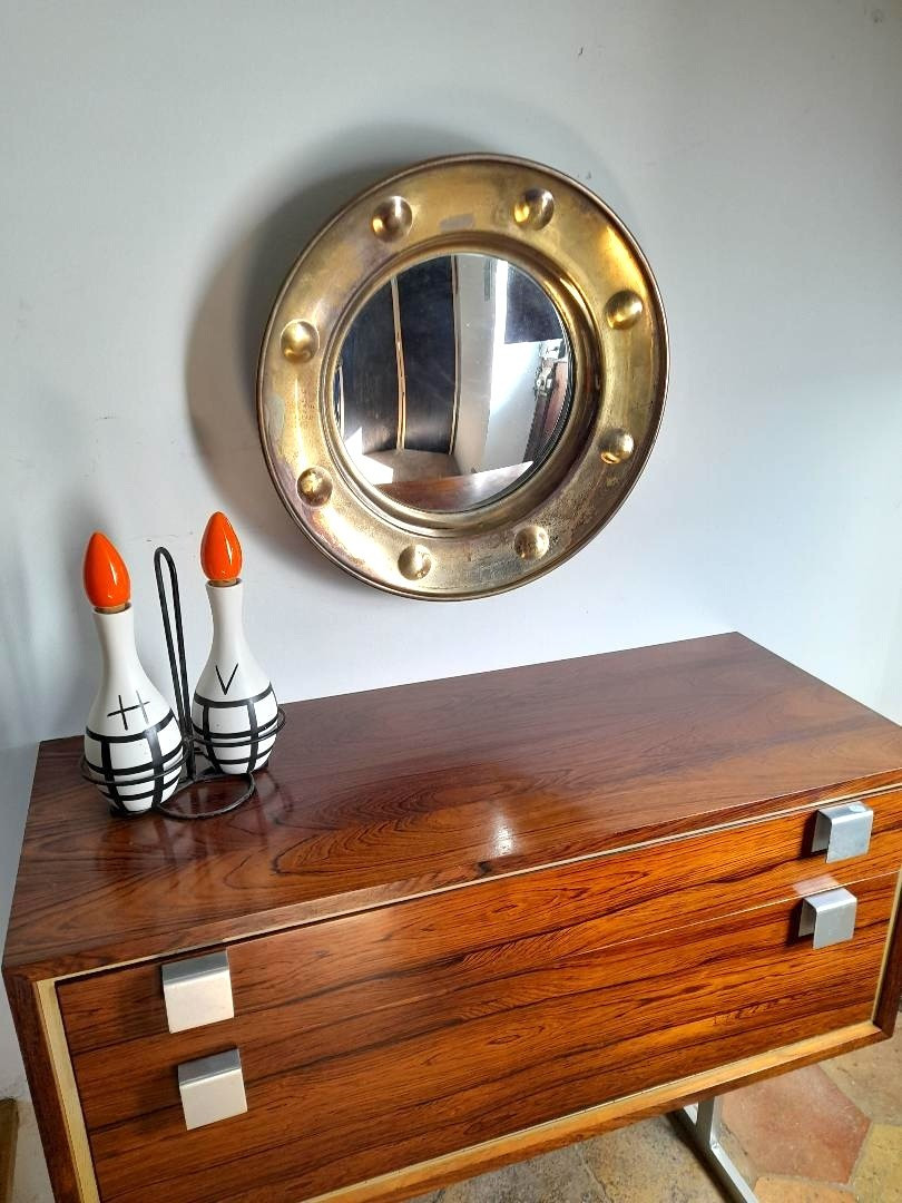 Round Brass Mirror, Modernist-photo-3