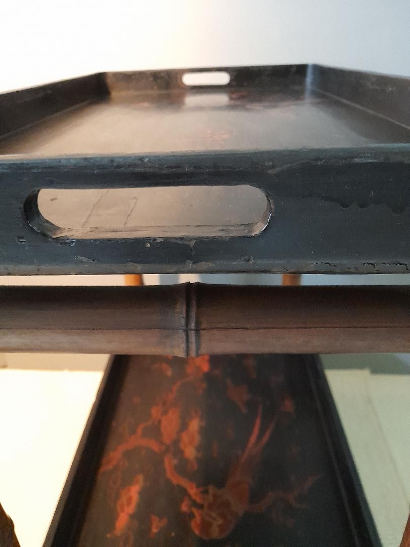 Table desserte en bambou et bois laqué dans le goût de la Chine-photo-2