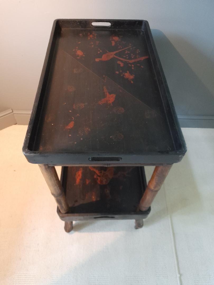 Table desserte en bambou et bois laqué dans le goût de la Chine-photo-3