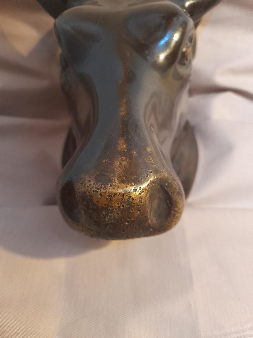 Bronze Sculpture Of An Ox Head-photo-3