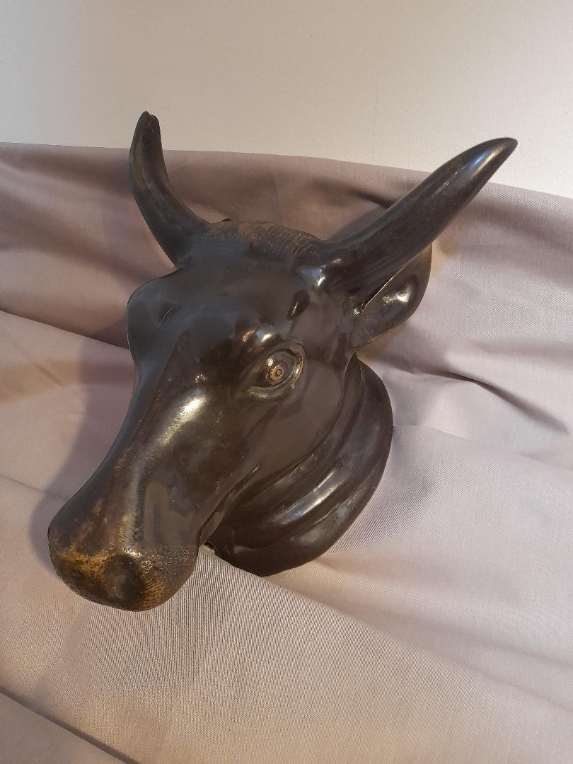 Bronze Sculpture Of An Ox Head-photo-4