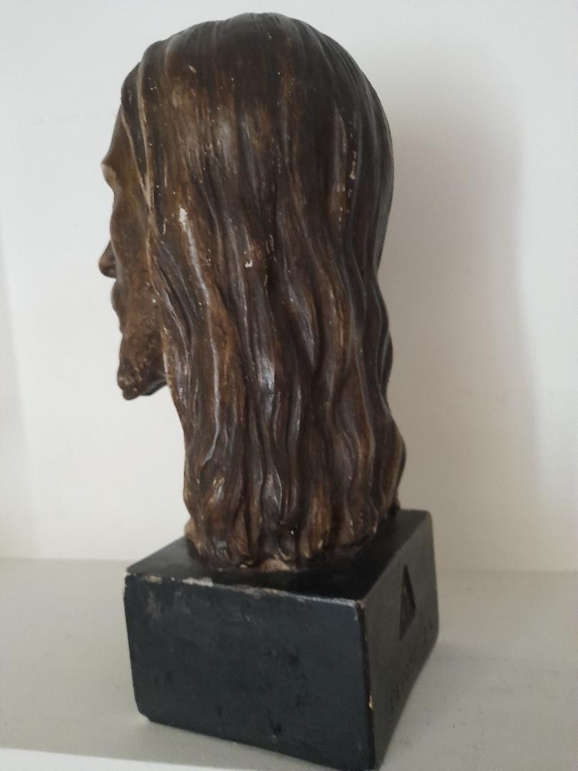 Christ Head In Patinated Plaster-photo-3