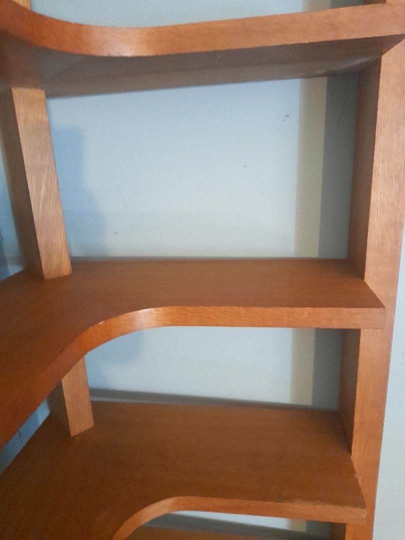 Designer Corner Bookcase In Oak Veneer-photo-2