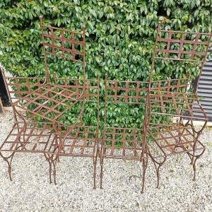 Six Wrought Iron Garden Chairs