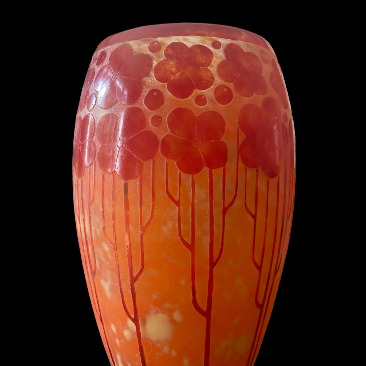 Art Deco Vase By Le Verre Français – “cardamine” Pattern-photo-2