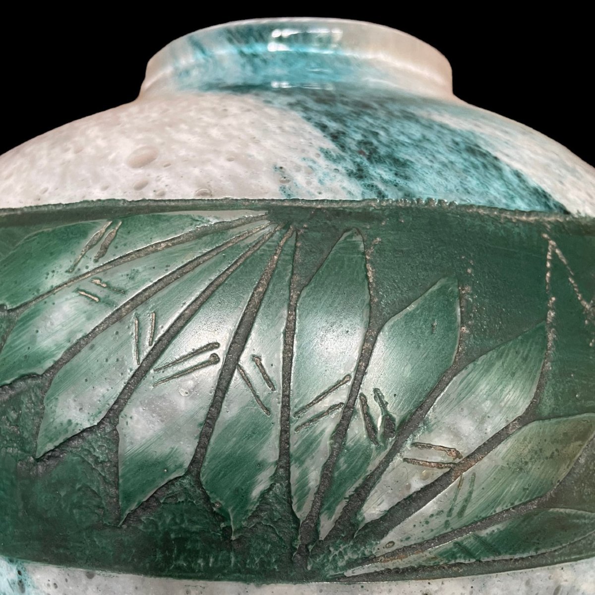 Beau Vase Legras Art Déco à Décor De Palmes -photo-2