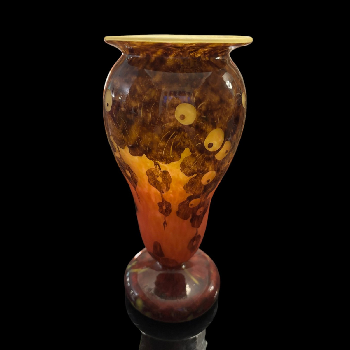 Vase Le Verre Français Décor "chênes" Vers 1924