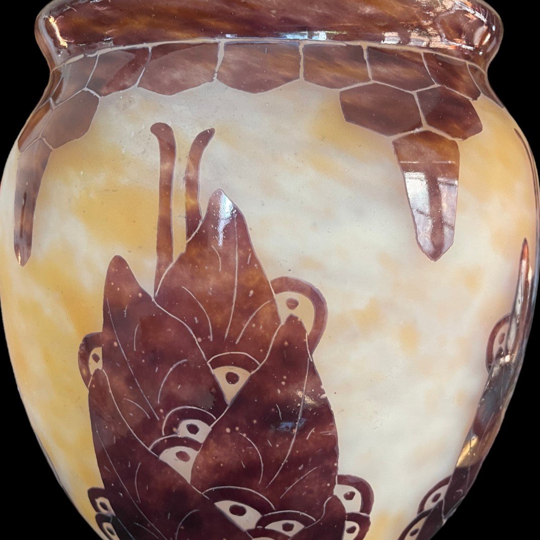 “laurier” Vase By Le Verre Français-photo-2