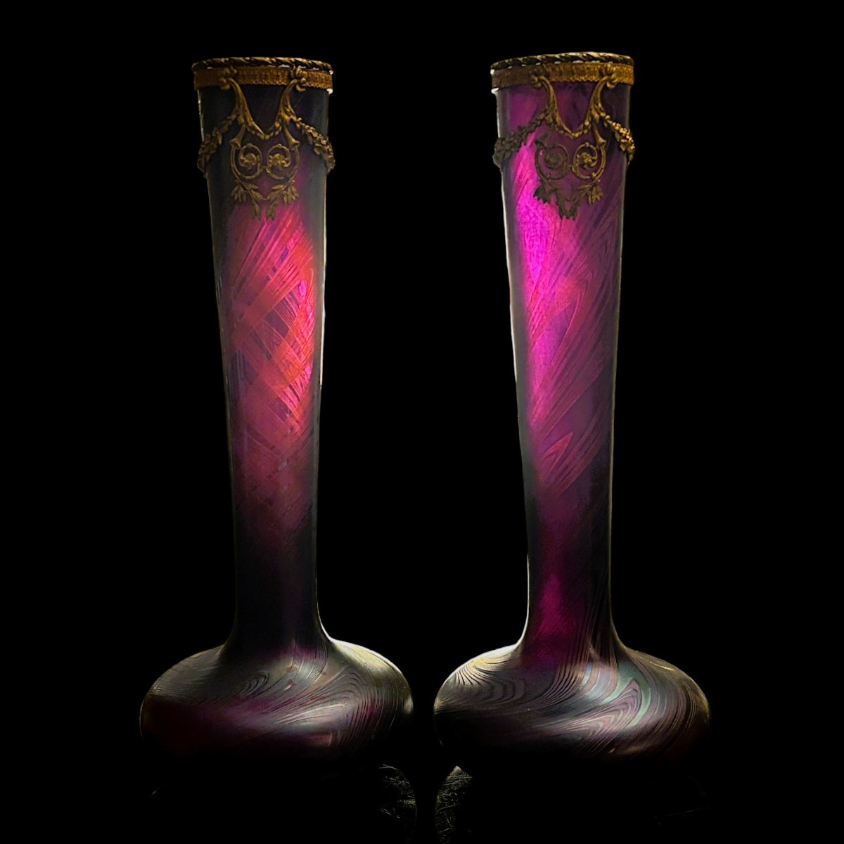 Paire De Grands Vases Jugendstil
