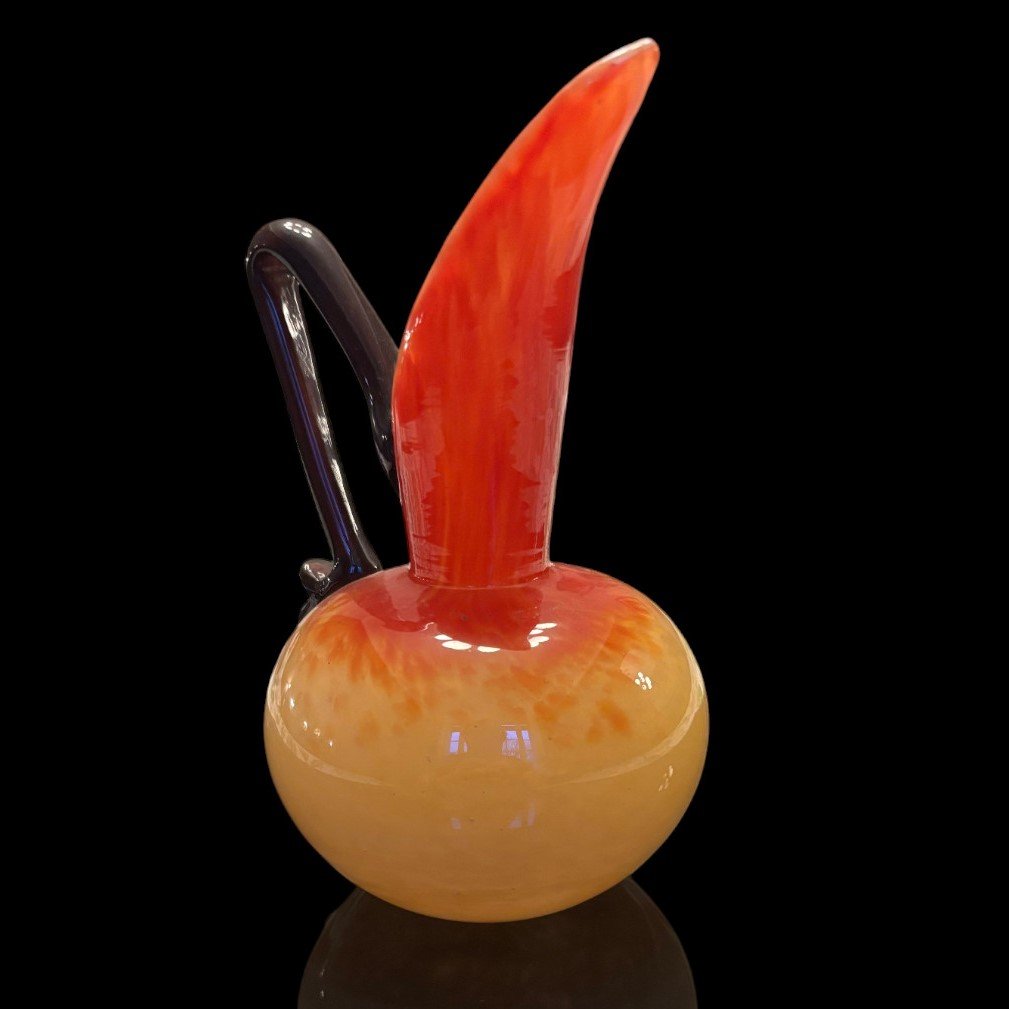 Small Blown Glass Pitcher By Charles Schneider-photo-3
