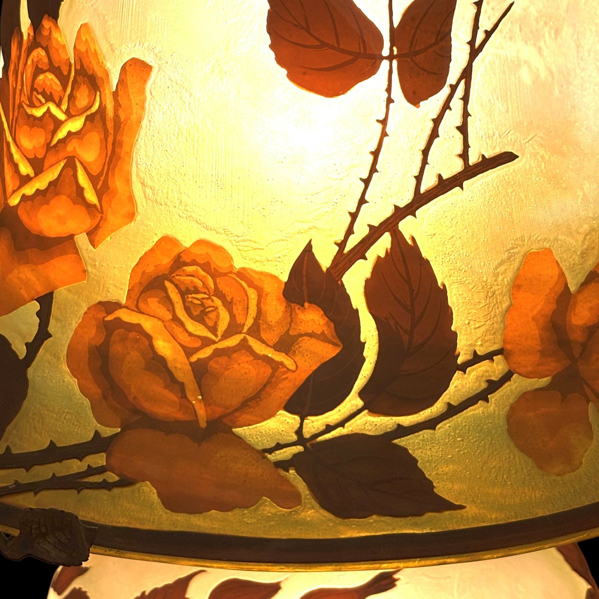 Large Rose Lamp By Muller Freres-photo-2