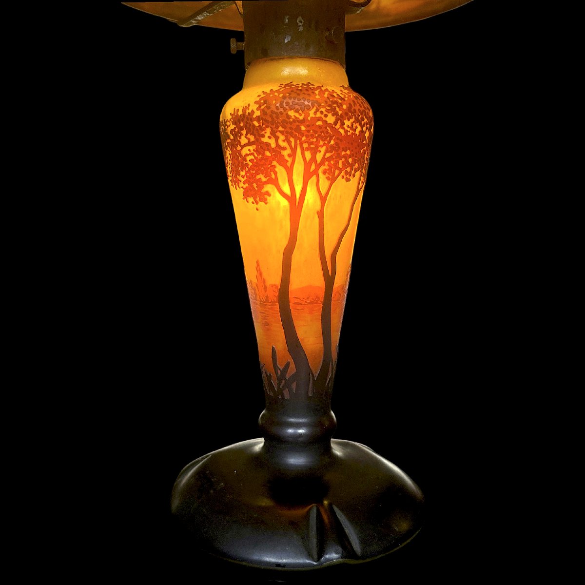 Lampe Daum à décor lacustre-photo-2